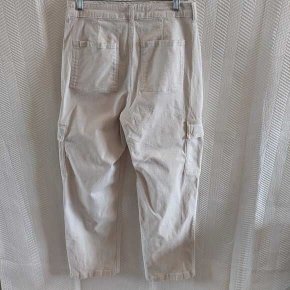 Hollister Ultra High Dad Pant Cargo Pants Cream Sive 29R Cotton Utility - Picture 3 of 13